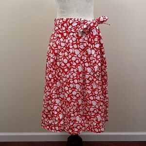 Talbots Red and white High Waisted Floral Skirt